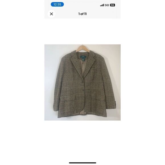 Ralph Lauren Sage Wool Glen Plaid Tweed Equestrian Jacket 14W - Picture 2 of 11